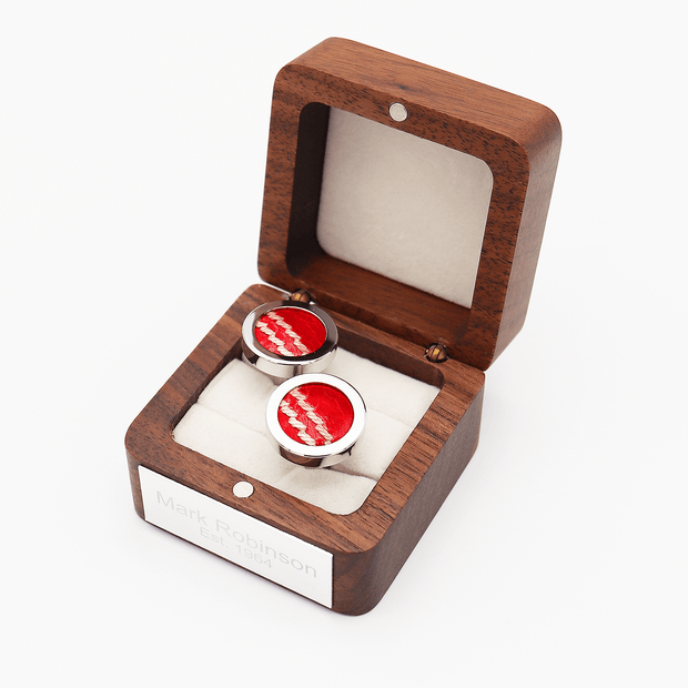 Personalised Cricket Ball Leather Cufflinks
