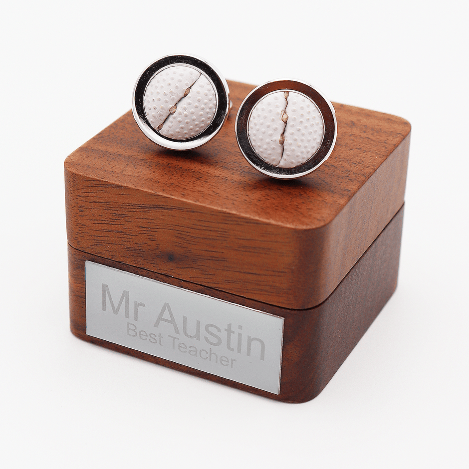 Personalised Leather Rugby Ball Cufflinks