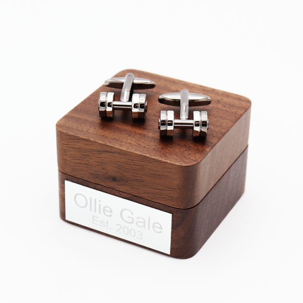 Personalised Gunmetal Dumbbell Cufflinks