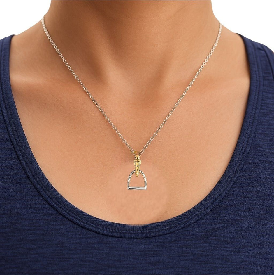Personalised Sterling Silver and Gold Stirrup Necklace