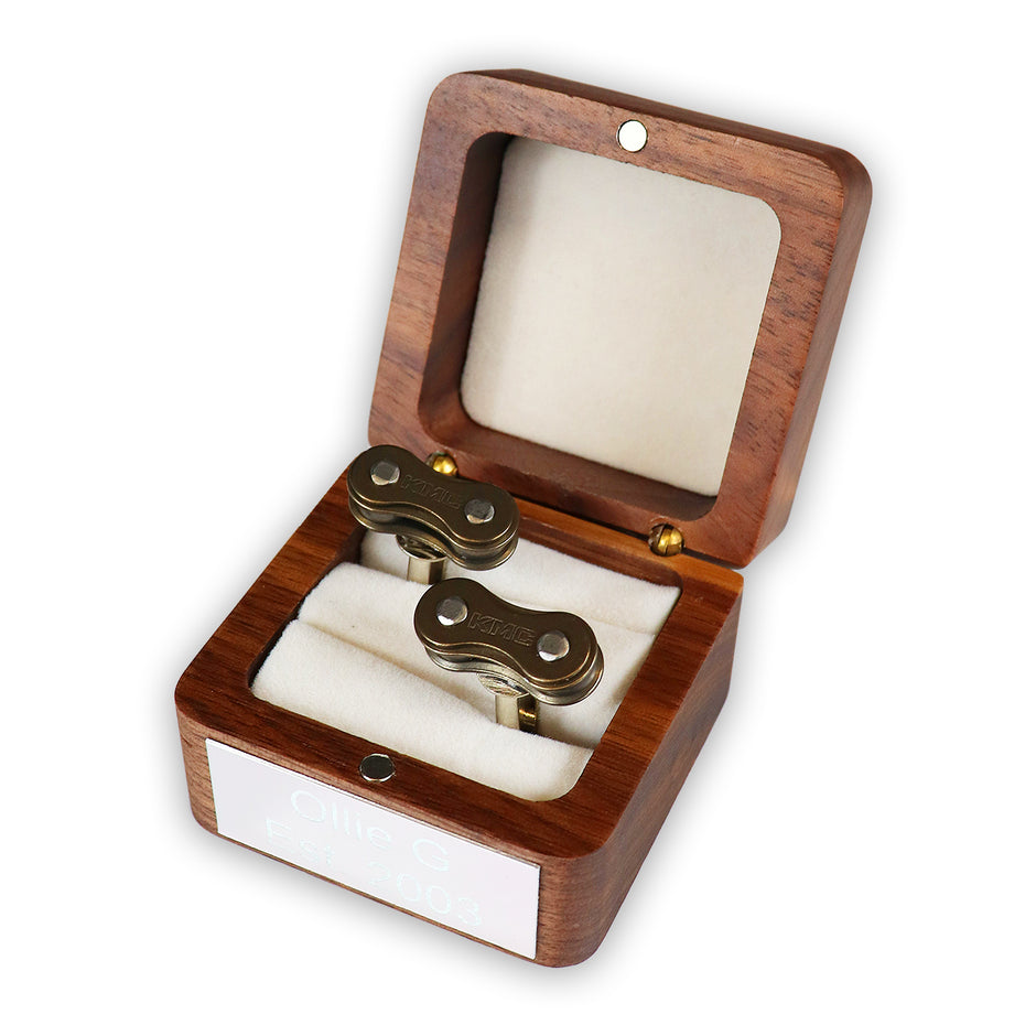 Personalised Bike Chain Cufflinks Gunmetal