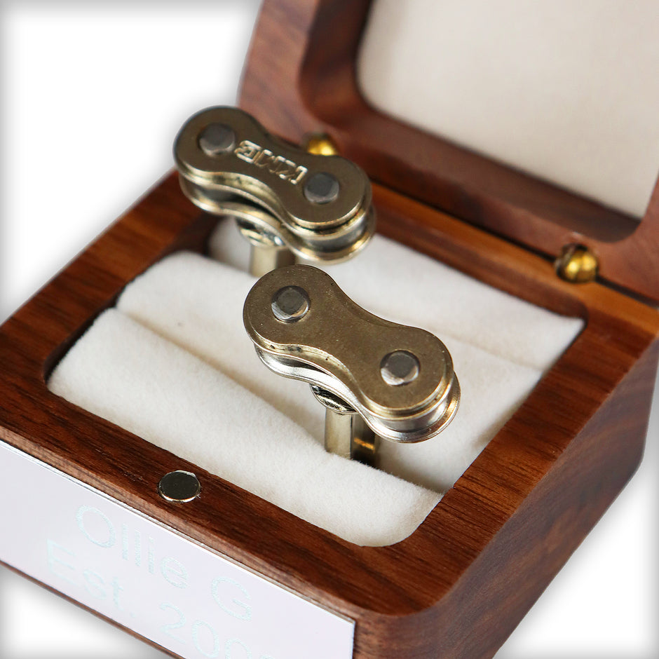 Personalised Bike Chain Cufflinks Silver