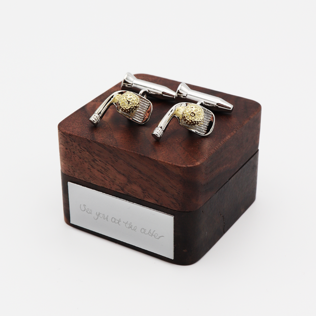 Personalised Two Tone Golf Club and Ball Cufflinks