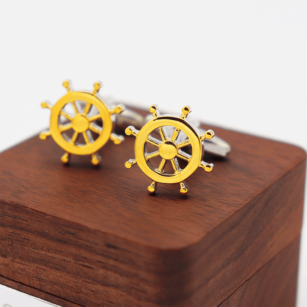 Personalised Sailors Ship Wheel Cufflinks
