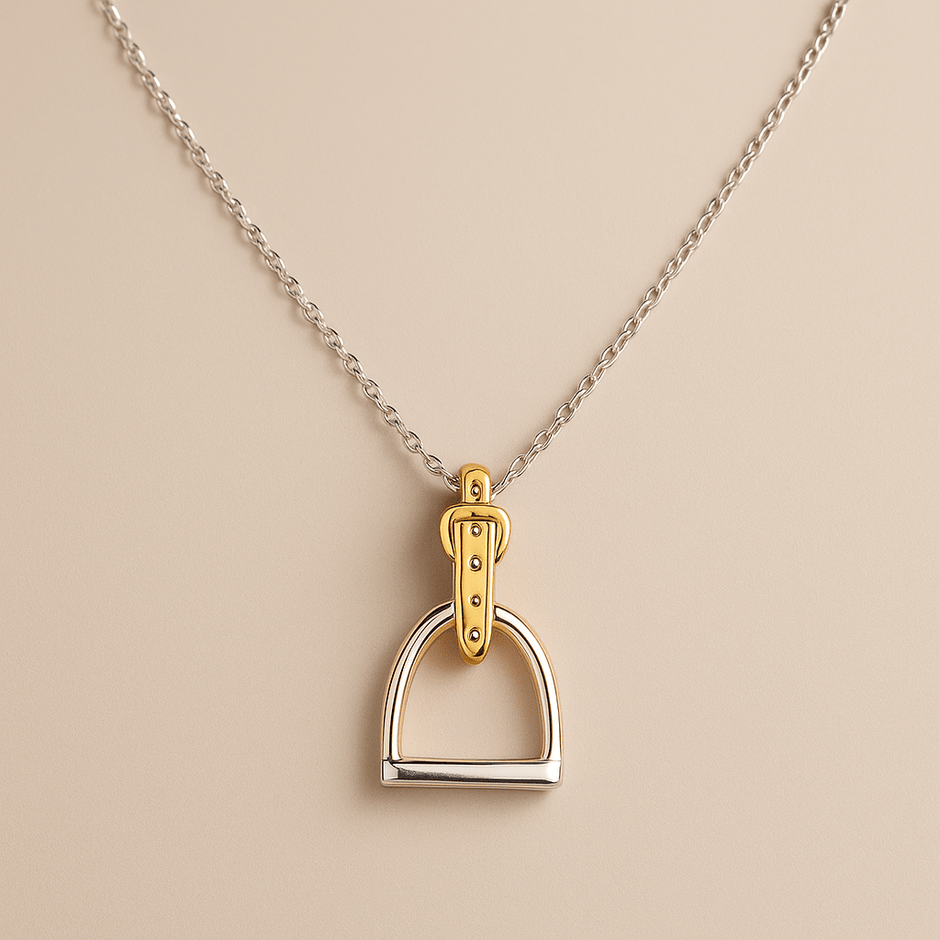 Personalised Sterling Silver and Gold Stirrup Necklace