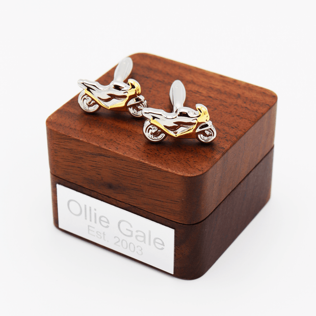 Personalised Two Tone Motorbike Cufflinks