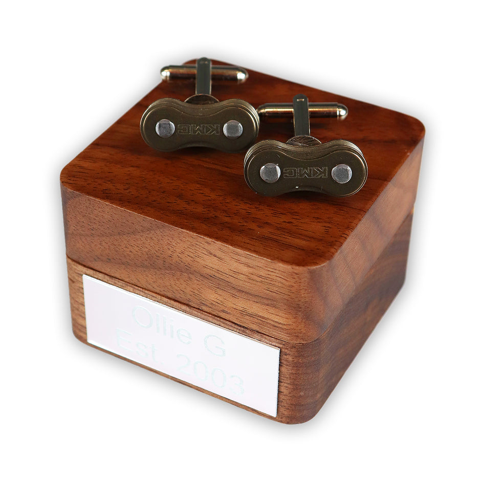 Personalised Bike Chain Cufflinks Gunmetal