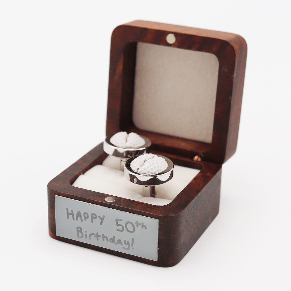 Personalised Leather Rugby Ball Cufflinks