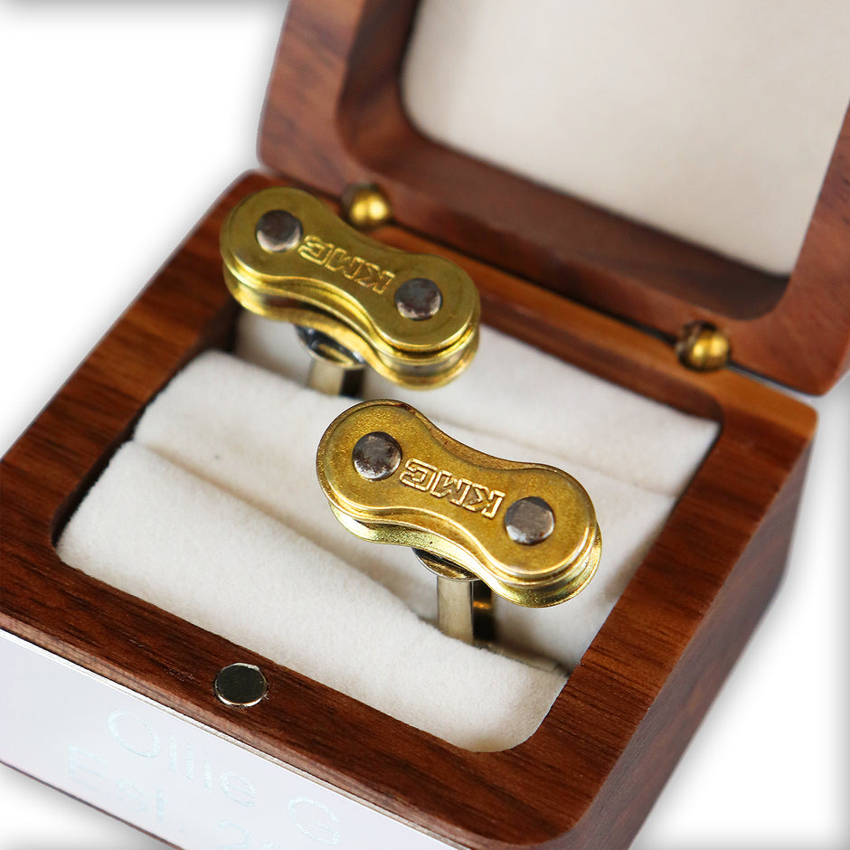 Personalised Bike Chain Cufflinks Gold