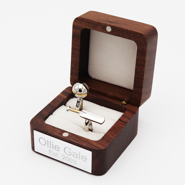 Personalised Cricket Bat & Ball Two Tone Cufflinks