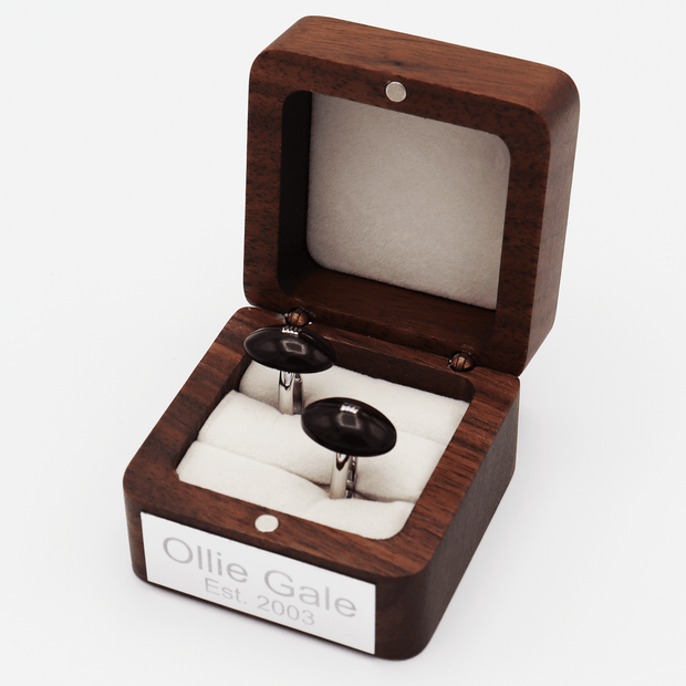 Personalised Dark Brown Rugby Ball Cufflinks