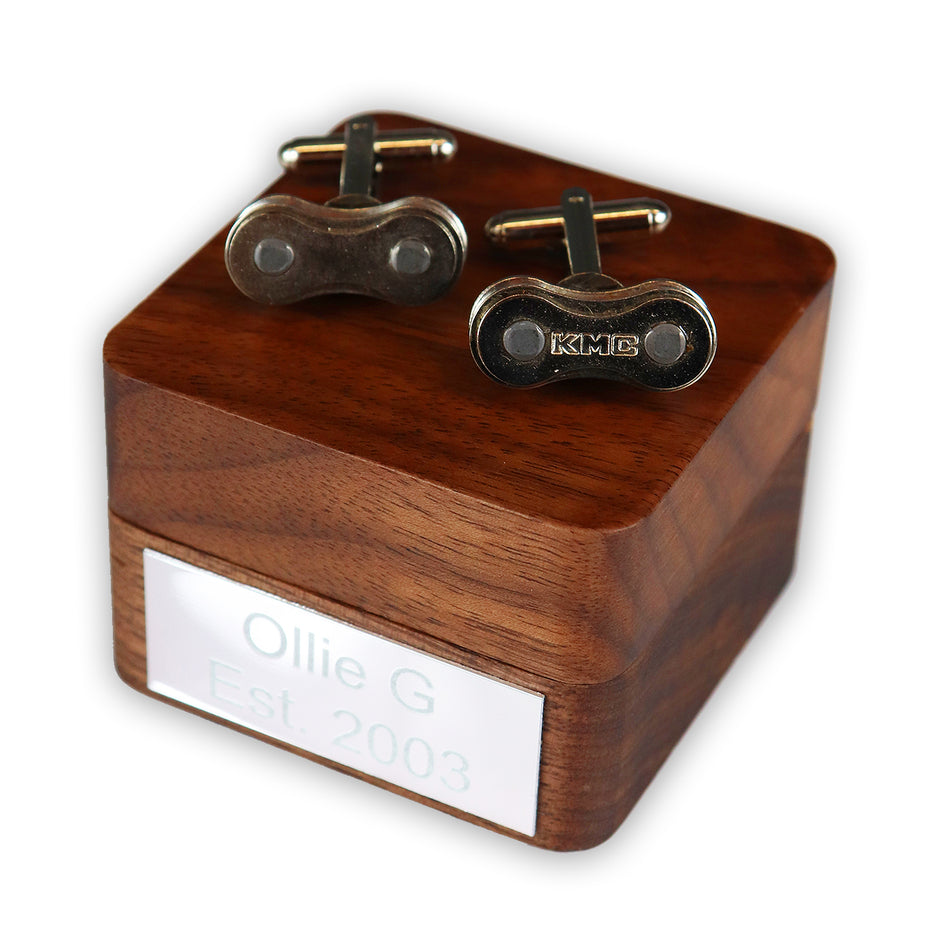 Personalised Bike Chain Cufflinks Silver