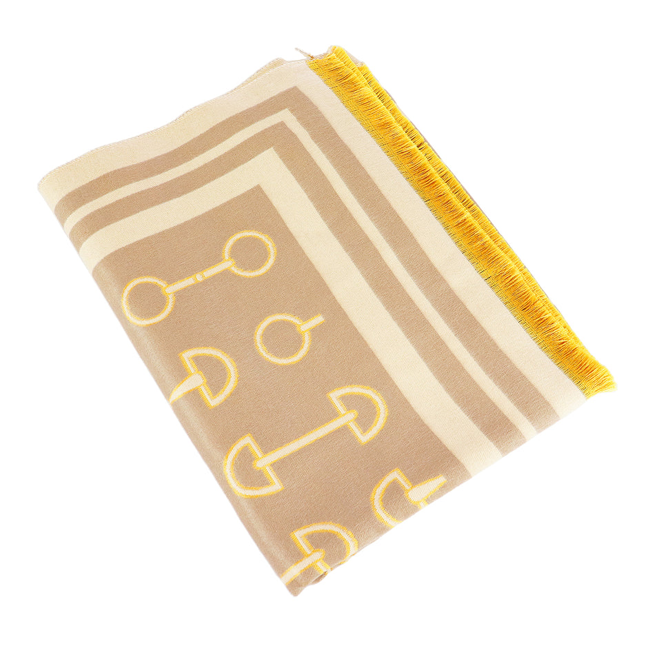 Snaffle Bit Print Scarf (Camel & Cream)