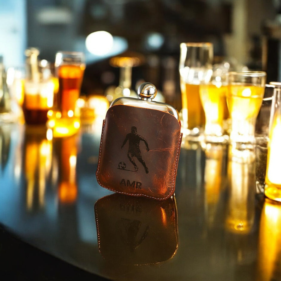 Personalised Buffalo Leather Sports Hipflask