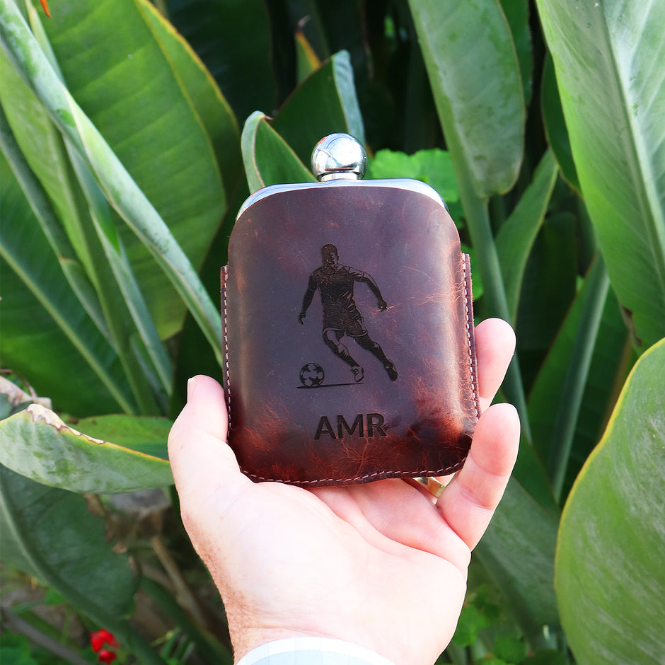 Personalised Buffalo Leather Sports Hipflask
