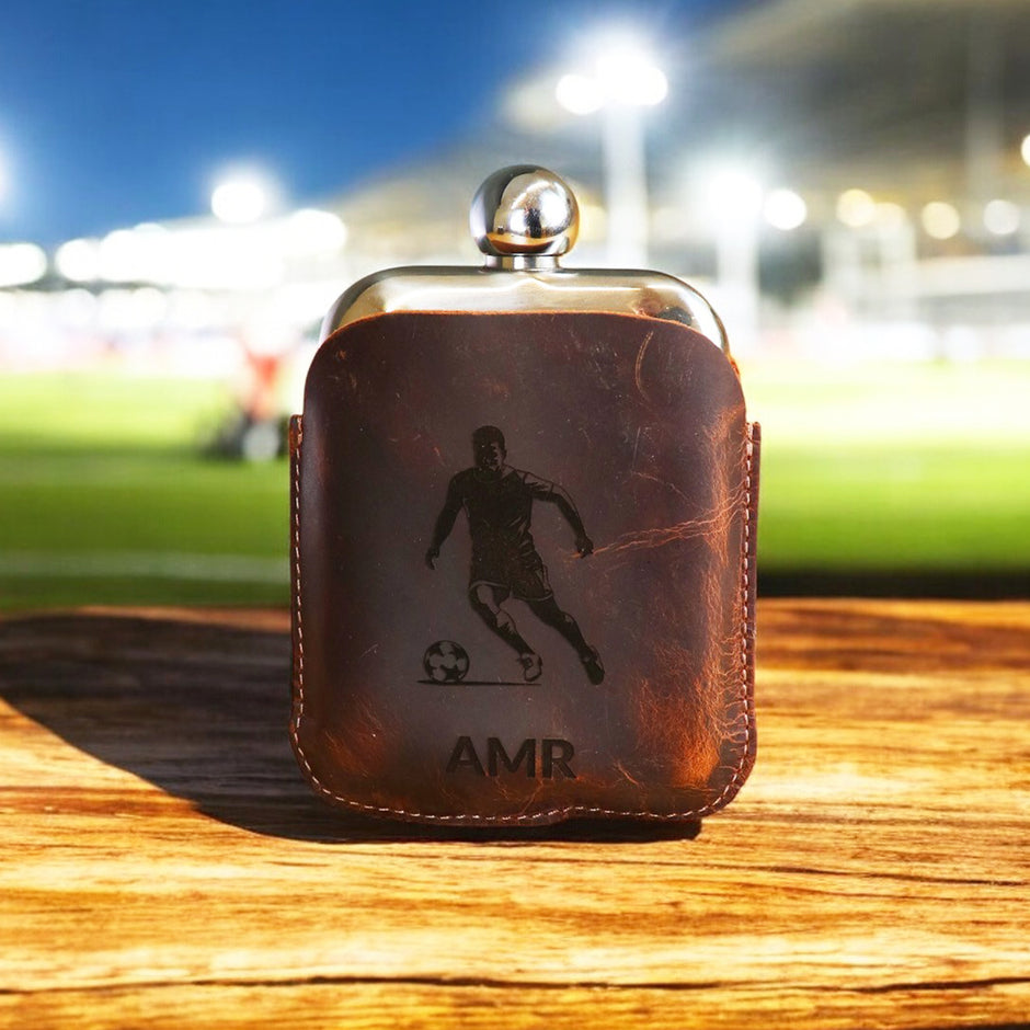 Personalised Buffalo Leather Sports Hipflask