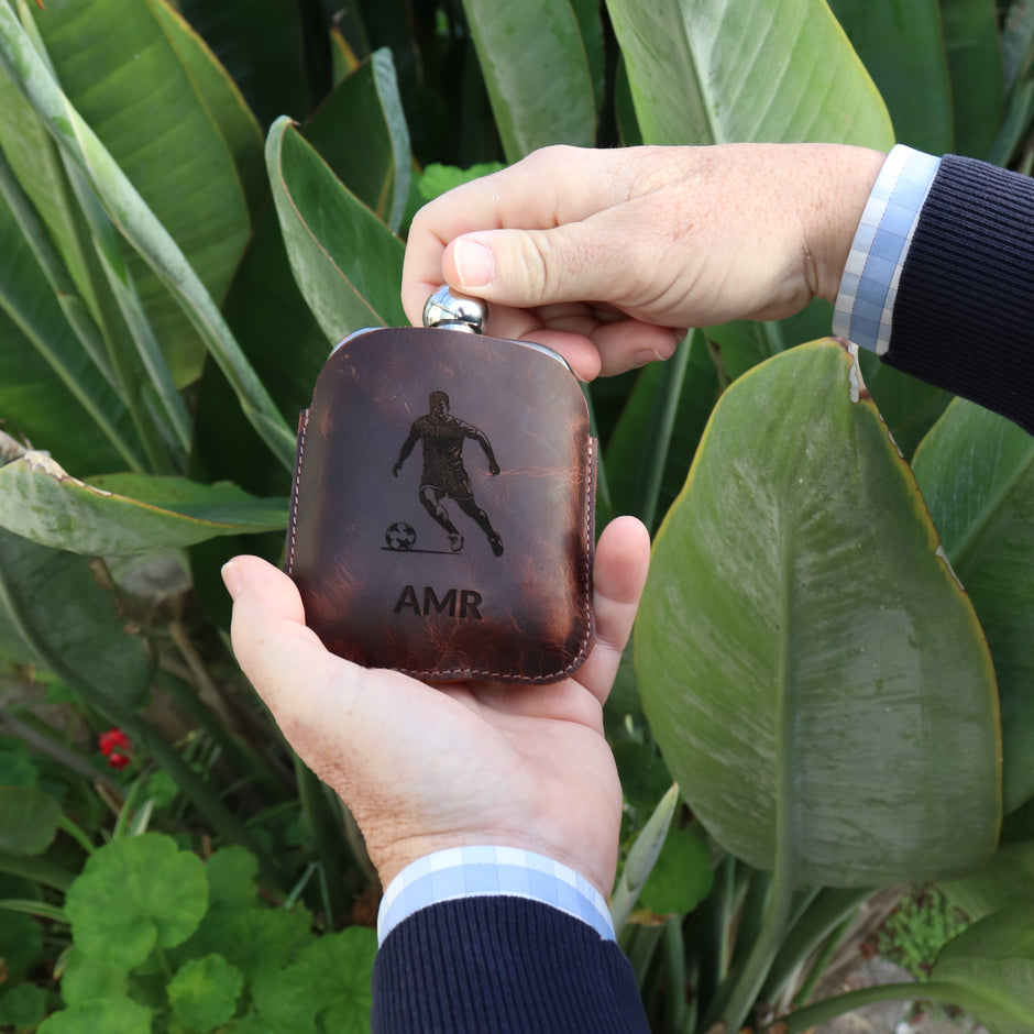 Personalised Buffalo Leather Sports Hipflask