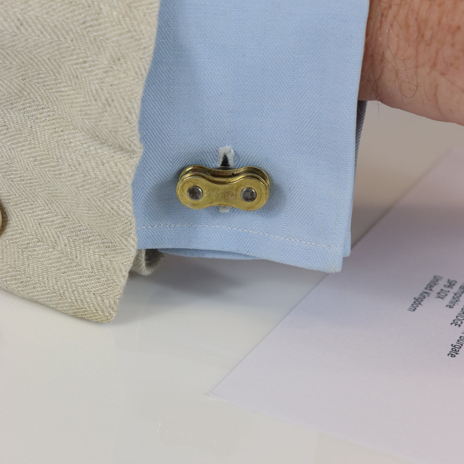 Personalised Bike Chain Cufflinks Gold