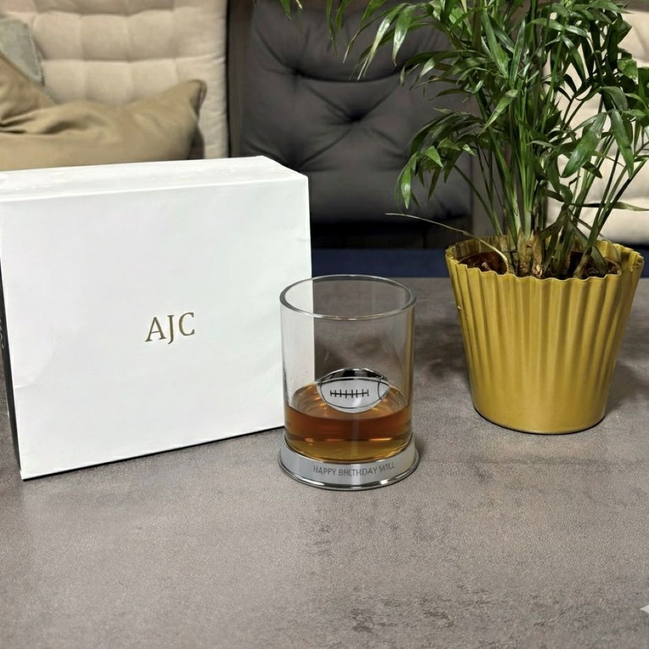 Personalised Rugby Whisky Glass | Unique Rugby Gift UK