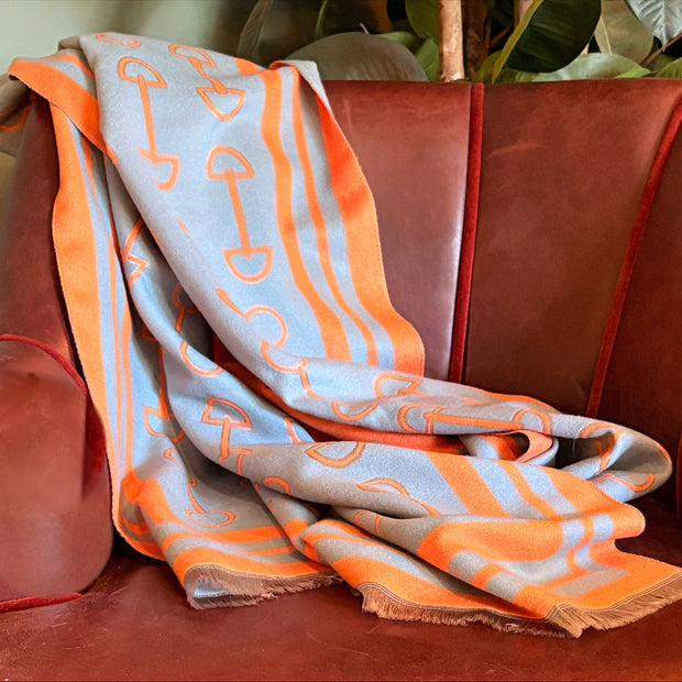 Snaffle Bit Print Scarf (Petrol Blue & Orange)