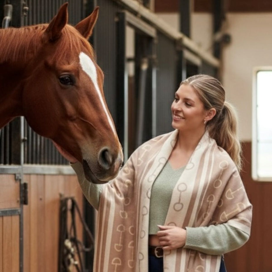 Snaffle Bit Print Scarf (Camel & Cream)