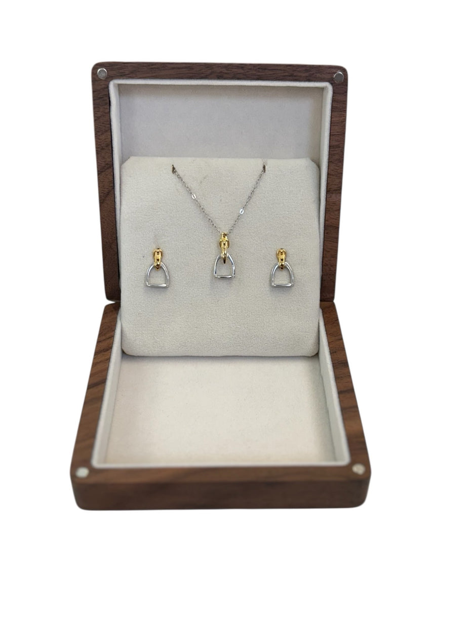 Personalised Sterling Silver And Gold Stirrup Gift Set