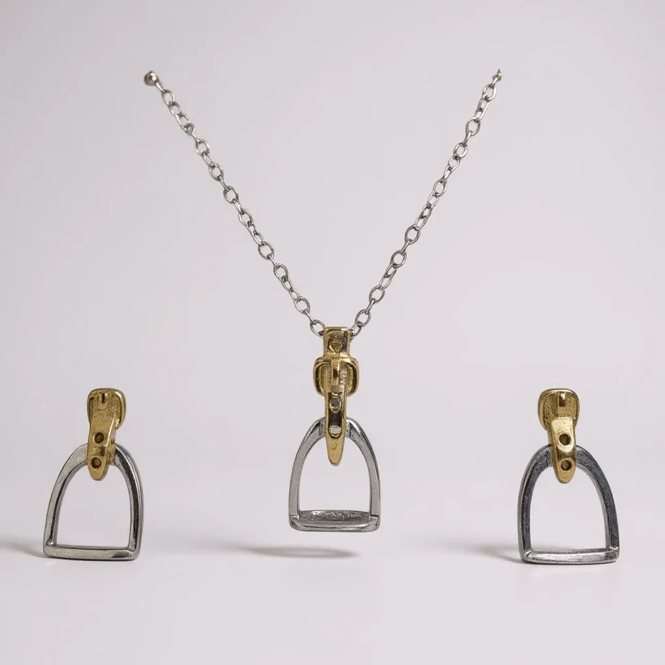 Personalised Sterling Silver And Gold Stirrup Gift Set