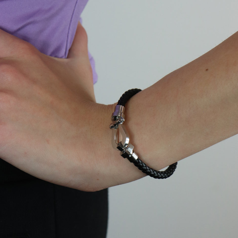 Personalised Leather Horseshoe Bracelet