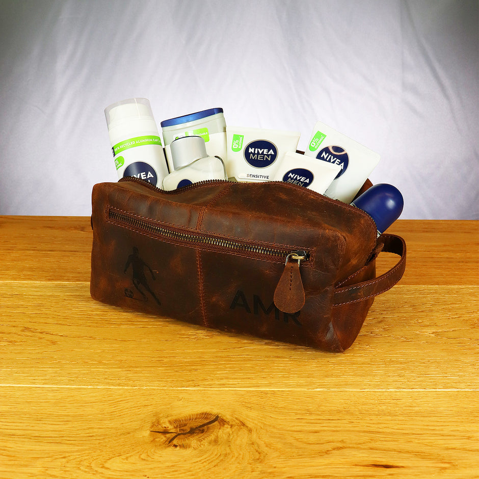 Personalised Buffalo Leather Washbag