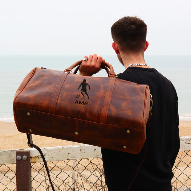 Personalised Buffalo Leather Weekender Bag