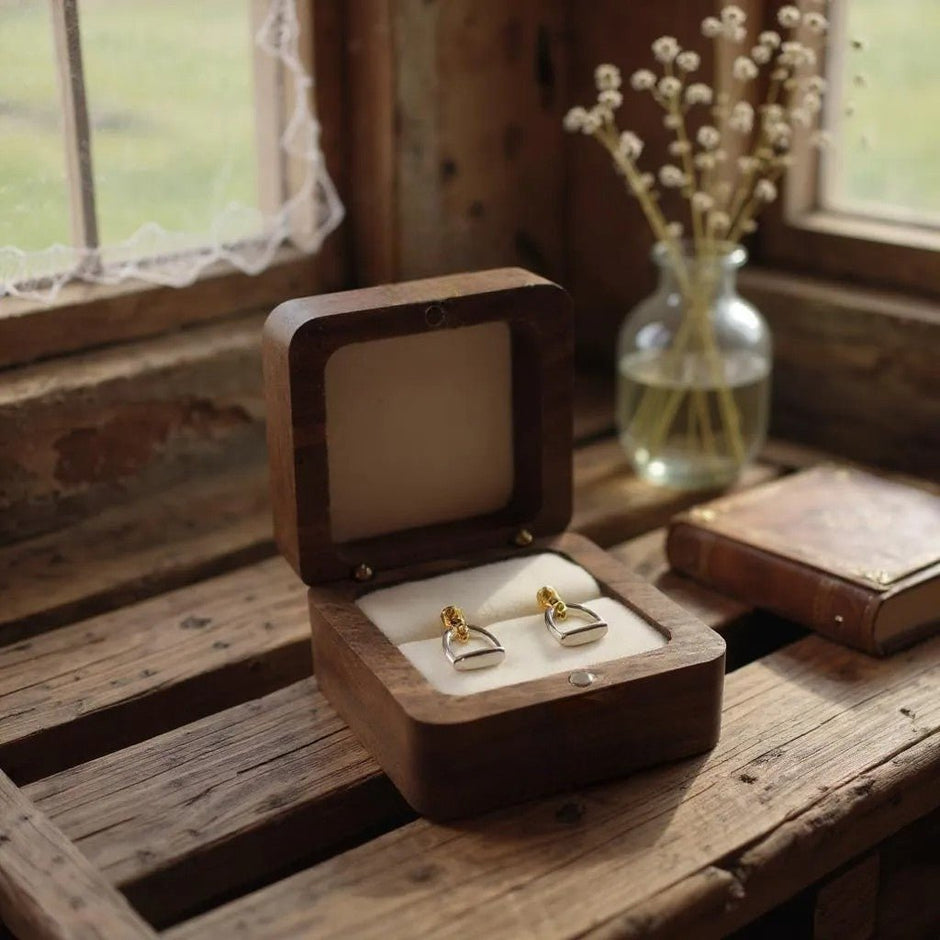 Personalised Equestrian Stirrup Earrings | Sterling Silver & 18ct Gold Horse Gift for Her