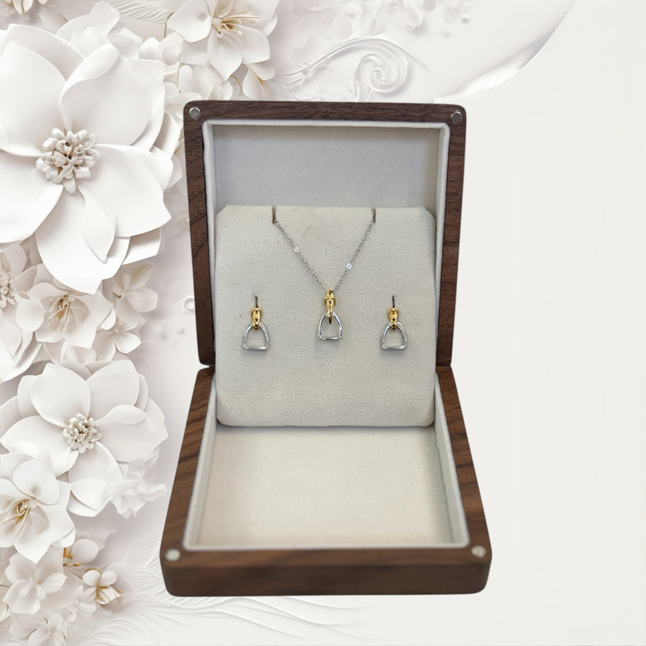 Personalised Sterling Silver And Gold Stirrup Gift Set