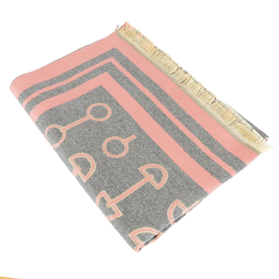 Snaffle Bit Print Scarf (Grey & Pink)