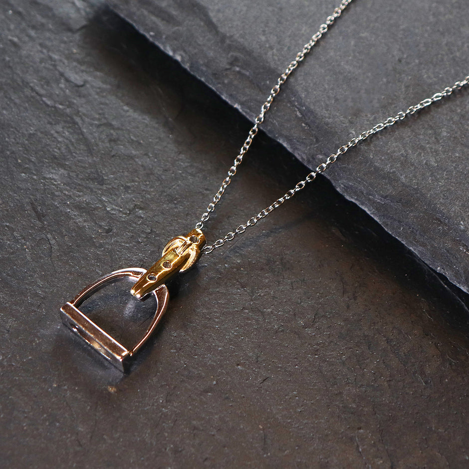 Personalised Sterling Silver and Gold Stirrup Necklace