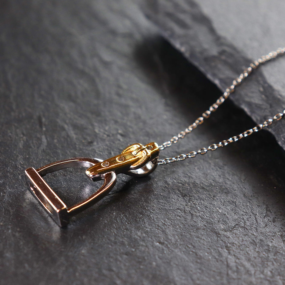 Personalised Sterling Silver and Gold Stirrup Necklace