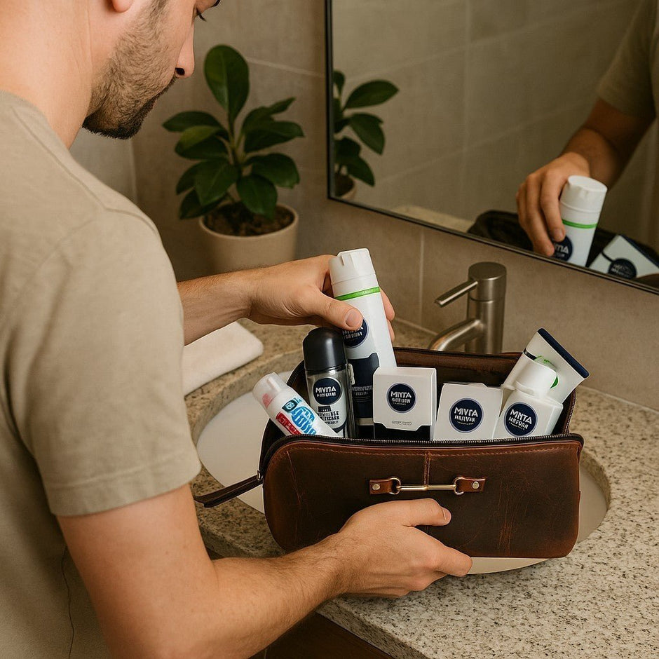 Personalised Snaffle Bit Leather Washbag