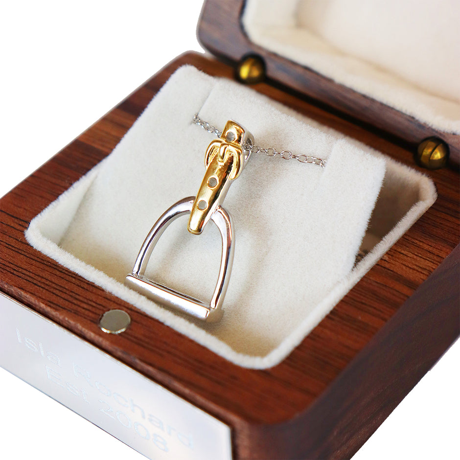 Personalised Sterling Silver and Gold Stirrup Necklace