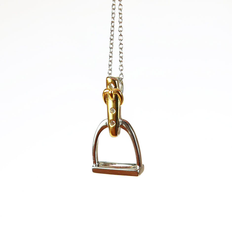 Personalised Sterling Silver and Gold Stirrup Necklace