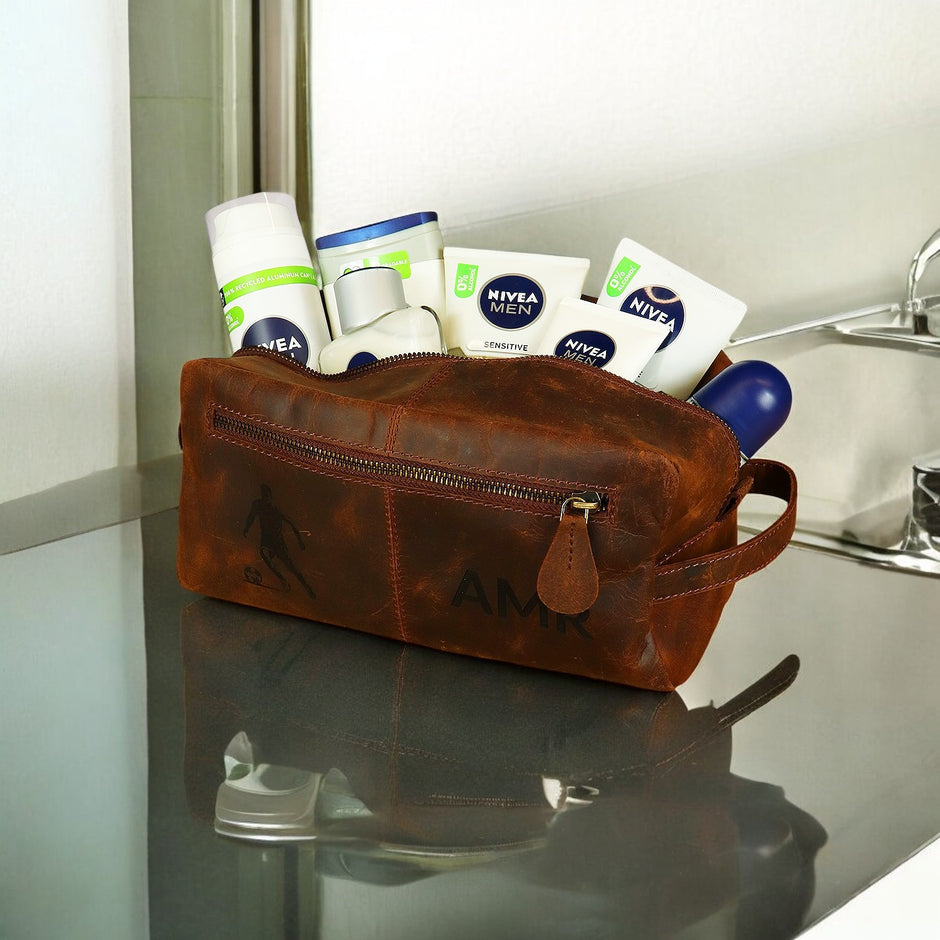 Personalised Buffalo Leather Washbag