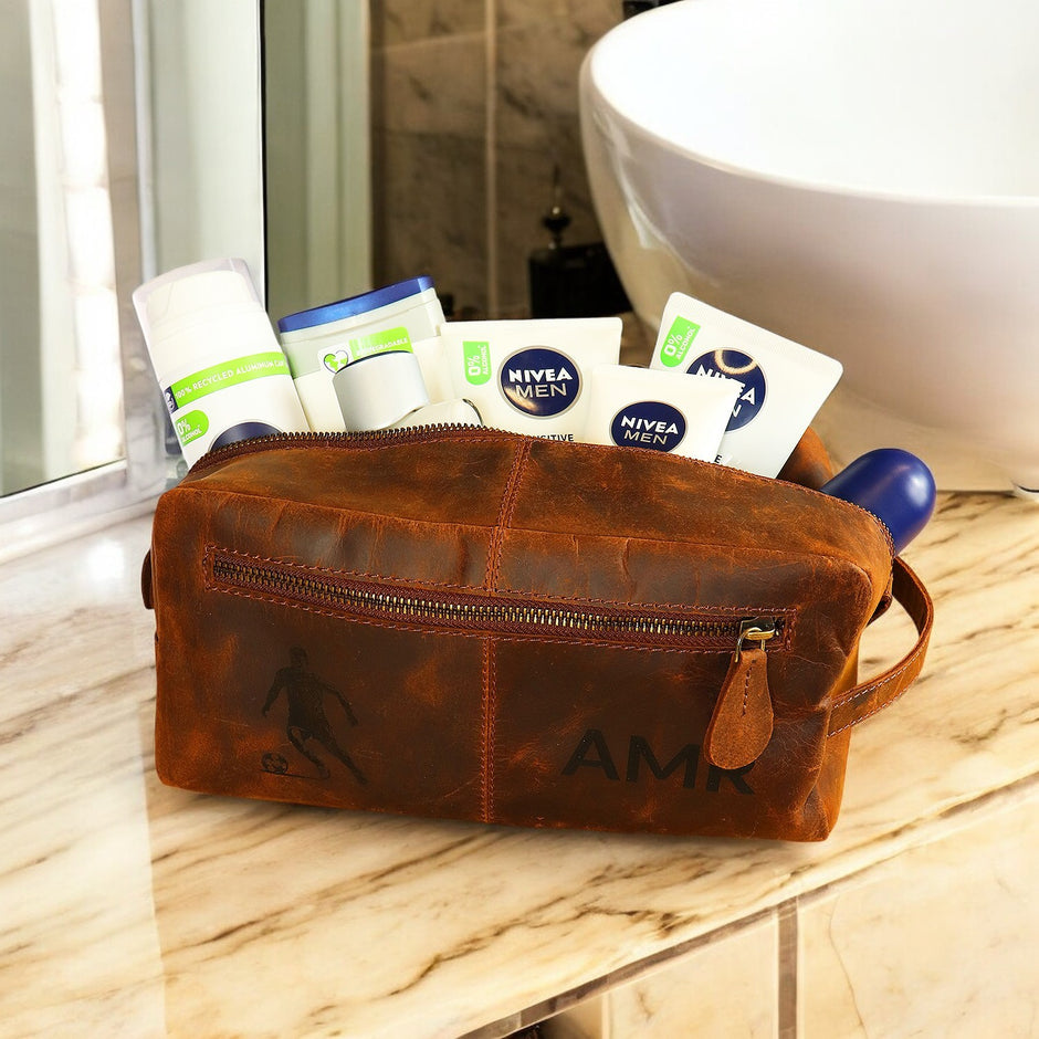 Personalised Buffalo Leather Washbag