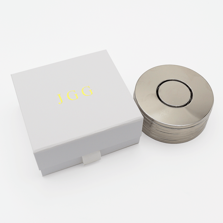 Personalised Rugby Polished Steel Coaster Set
