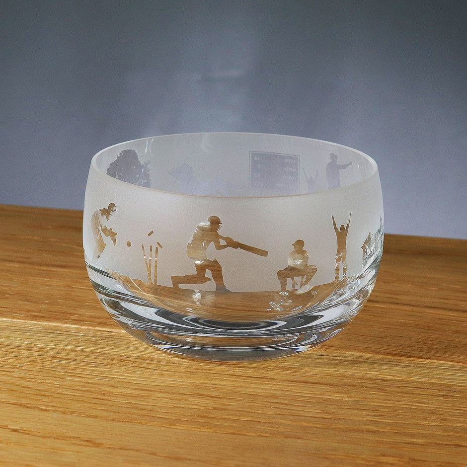 Cricket Themed Crystal Snack Bowl