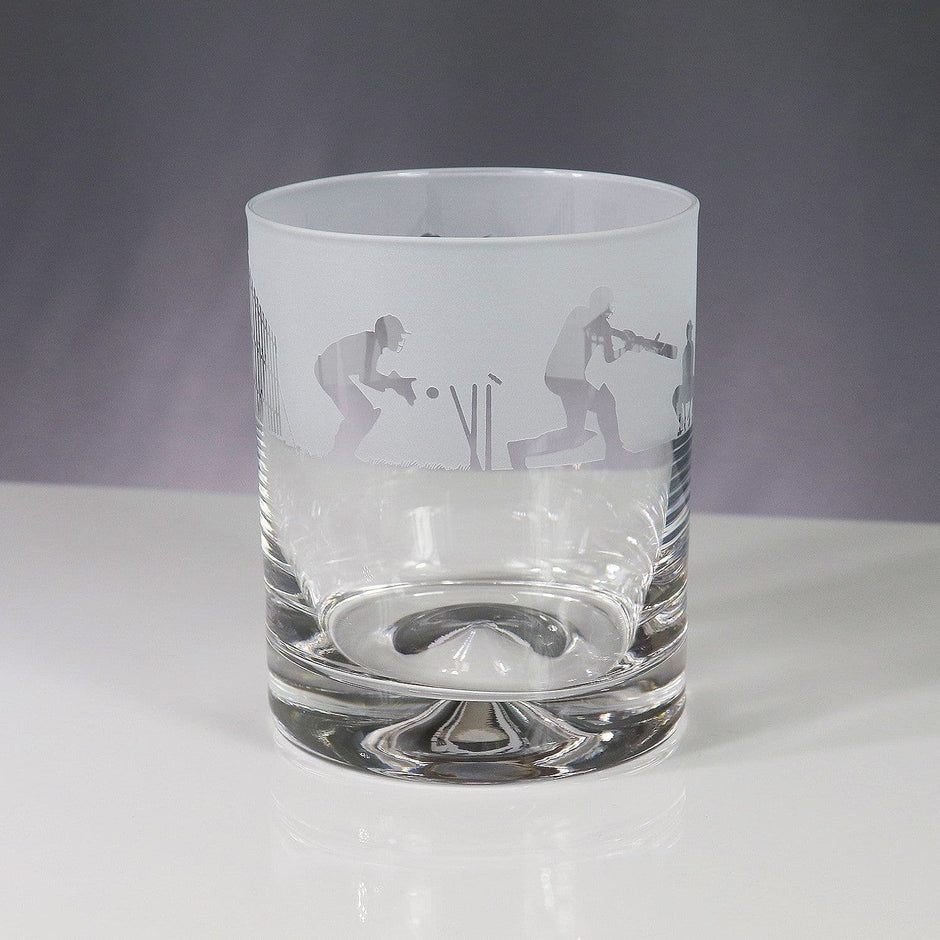 Cricket Themed Whisky Tumbler Glass