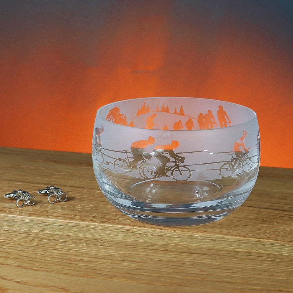 Cycling Themed Crystal Snack Bowl