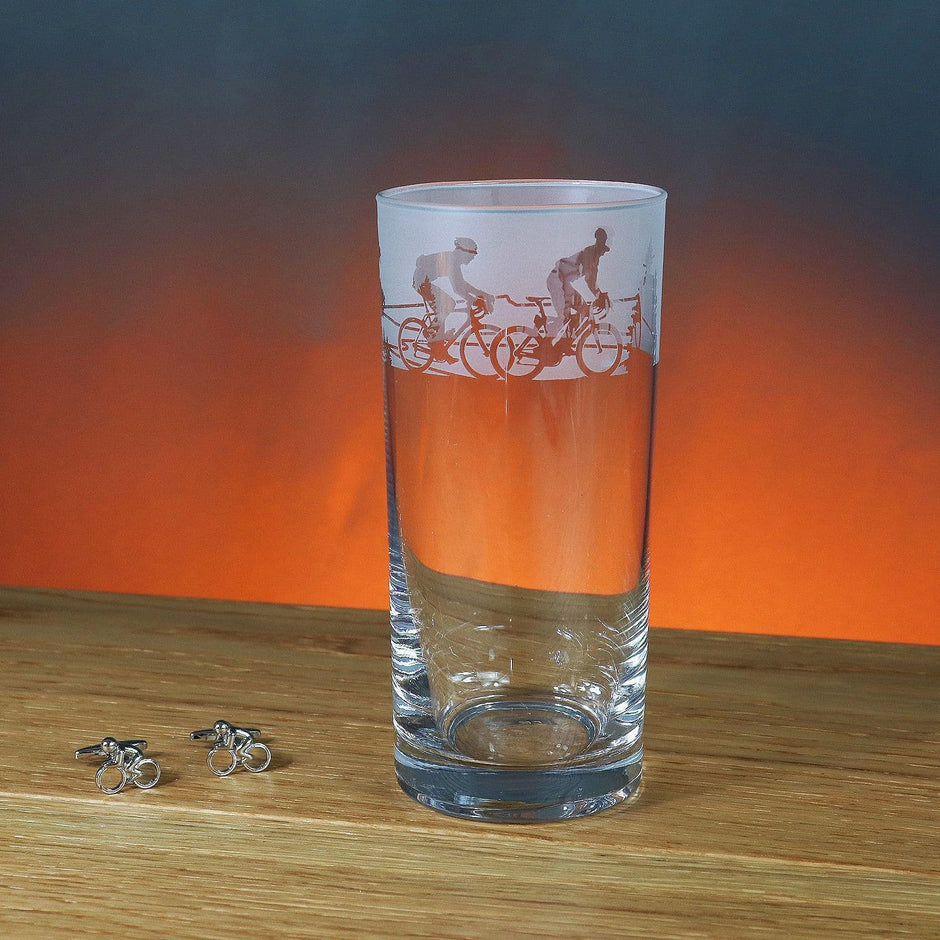 Cycling Themed Highball Tumbler Glass