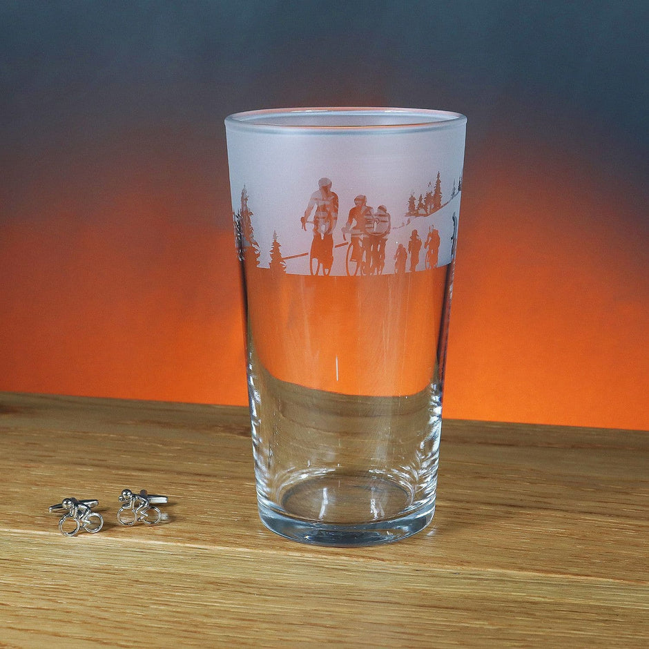 Cycling Themed Pint Glass