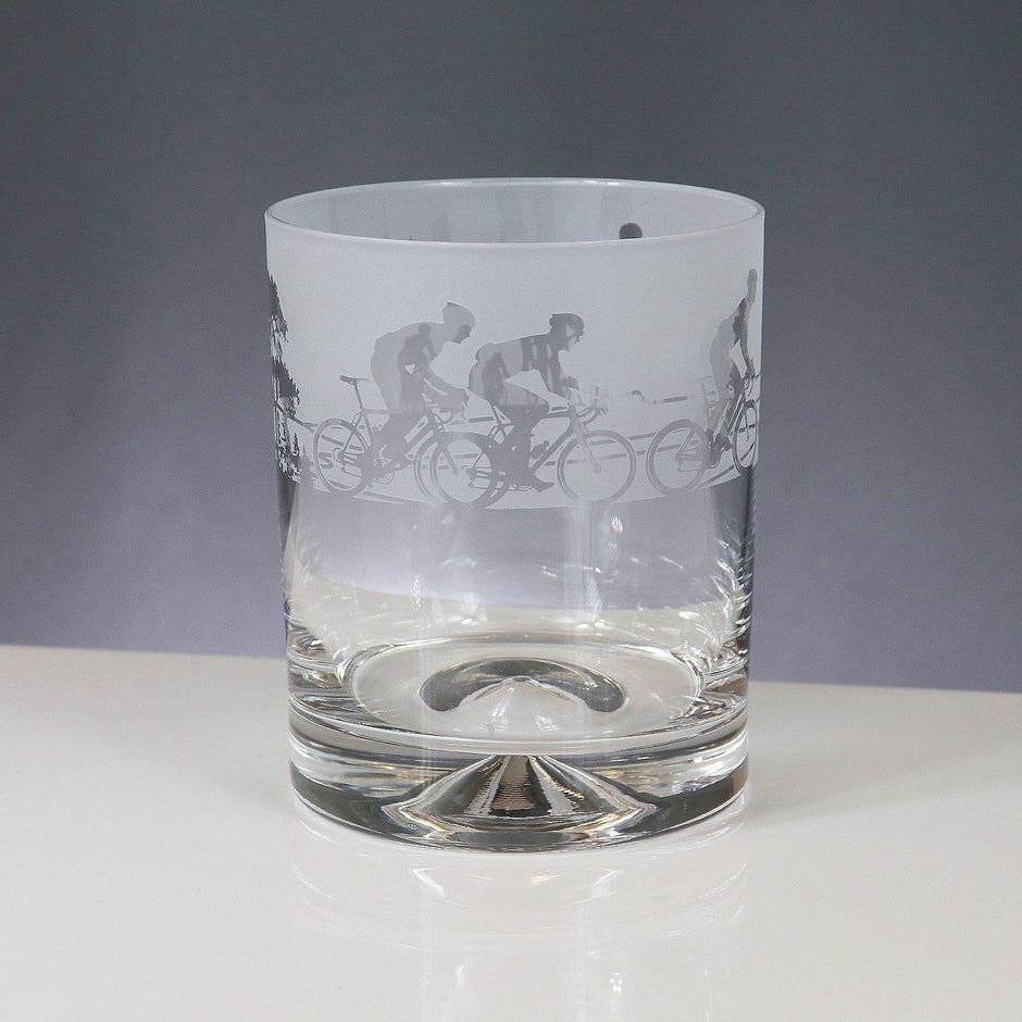 Cycling Themed Whisky Tumbler Glass