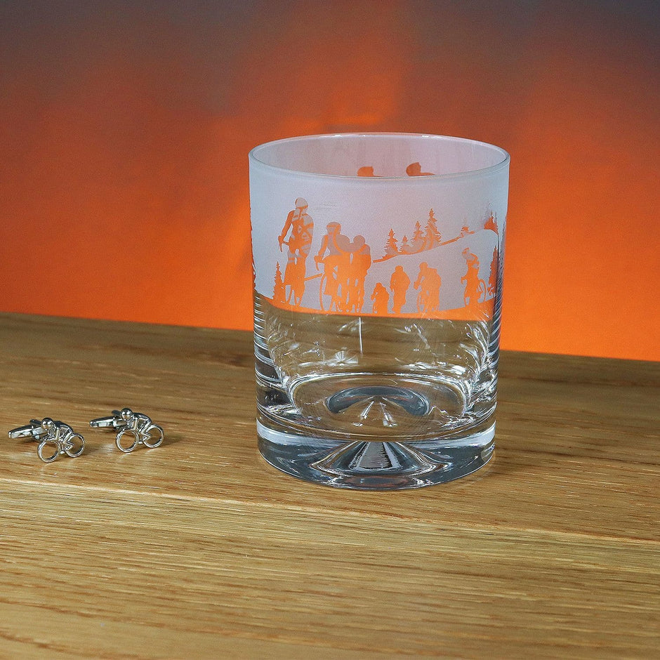 Cycling Themed Whisky Tumbler Glass