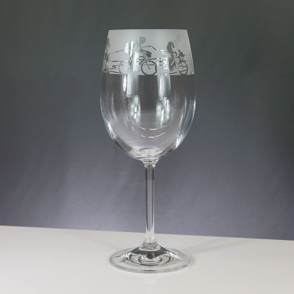 Cycling Themed Wine Glass