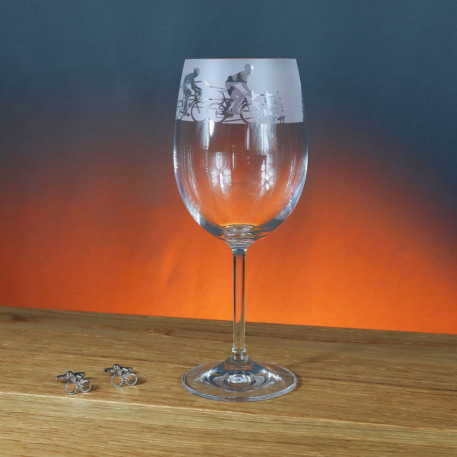 Cycling Themed Wine Glass